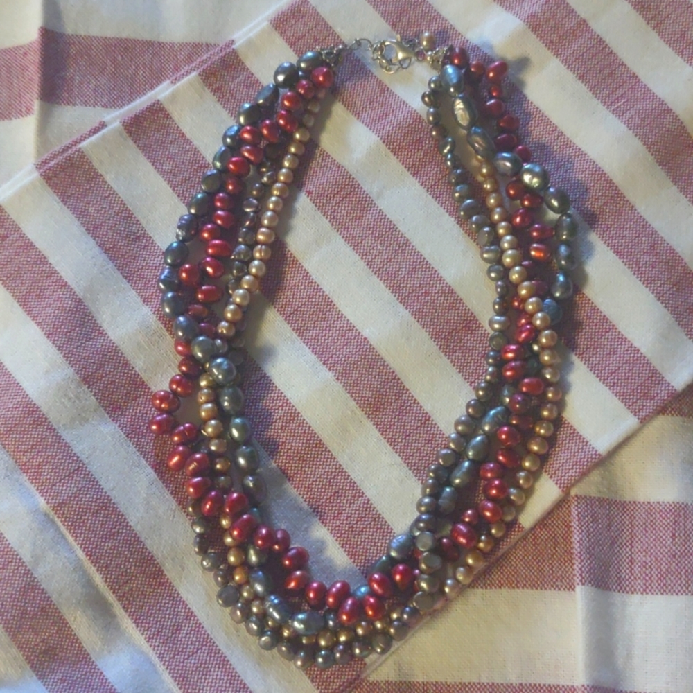 18" multi strand fresh water pearl necklace -